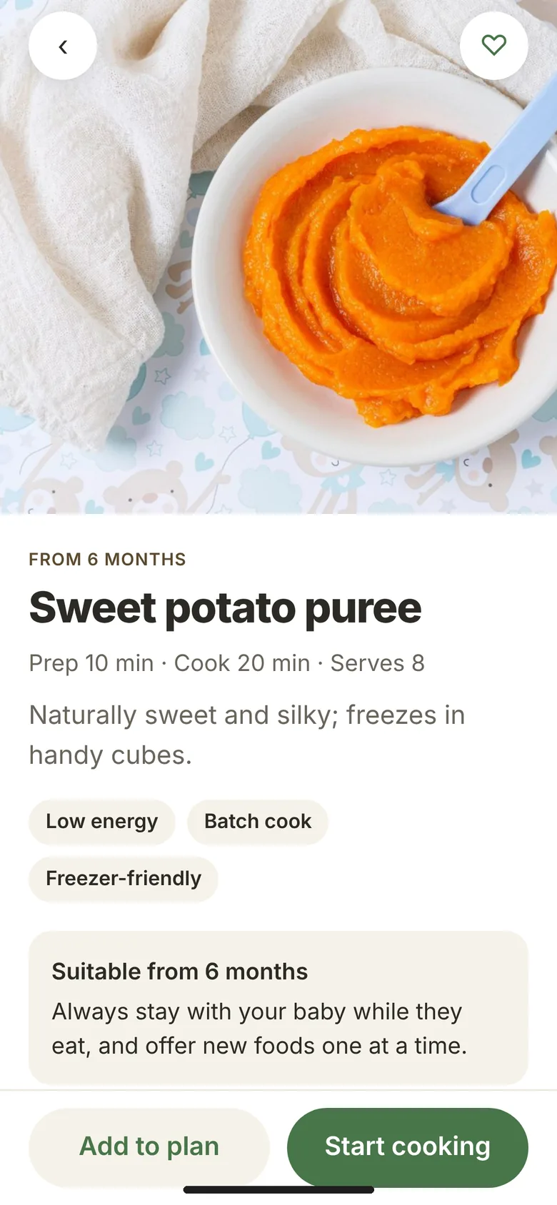 A baby recipe with serving tips